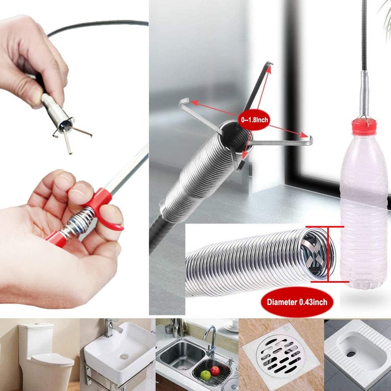 AUSAYE Drain Snake Drain Clog Remover Flexible Grabberable Pick Up Cleaning Tool Reacher Claw Stick, Drain Auger Grab Trash Hairs from Drain,Sink,Bathroom Tub Toilet Hose (24 Inch Drain Snake) - Image 4